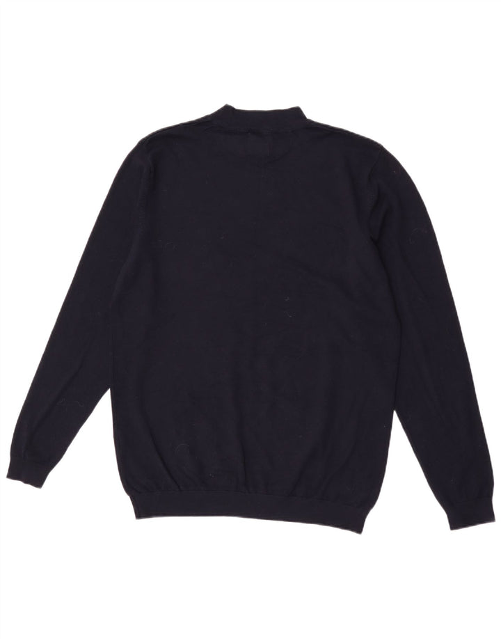 Zara Suéter masculino com gola redonda e viscose azul marinho médio