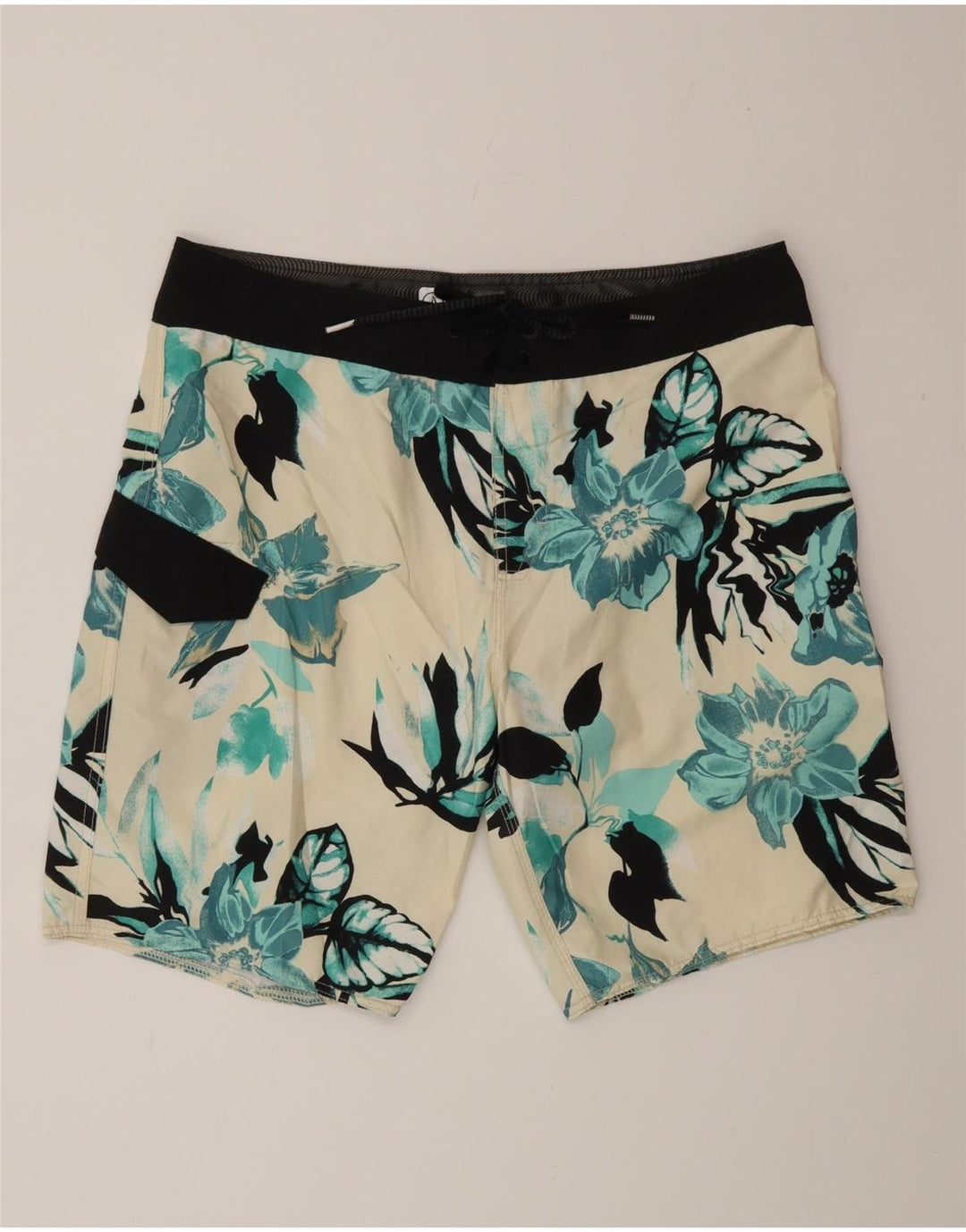 Shorts de natação masculino Volcom Graphic grande branco floral