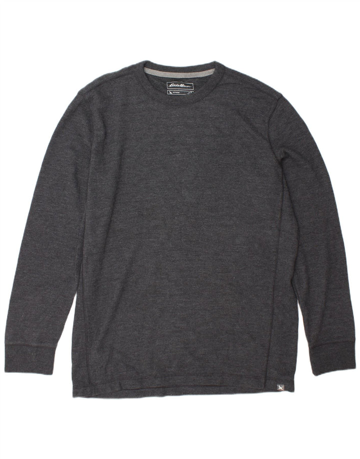 EDDIE BAUER Top masculino de manga comprida grande algodão cinza
