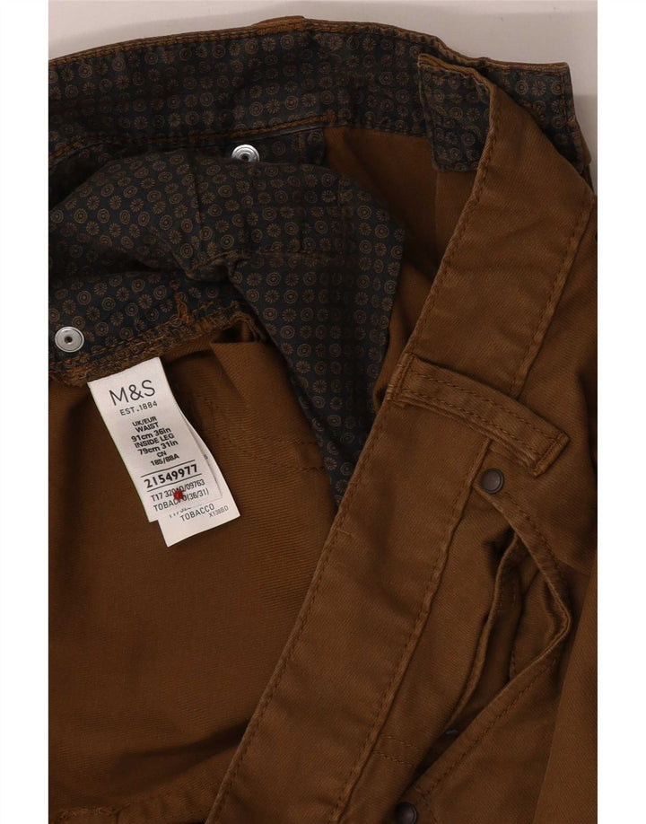 Calça casual masculina Marks & Spencer regular W36 L31 algodão marrom