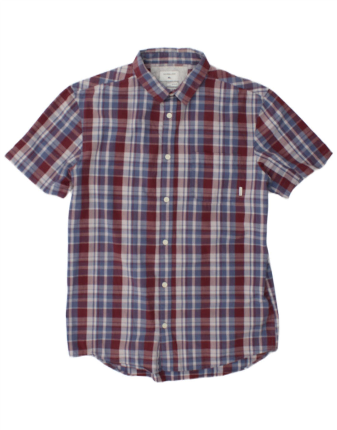 Camisa masculina de manga curta Quiksilver, algodão xadrez médio multicolorido