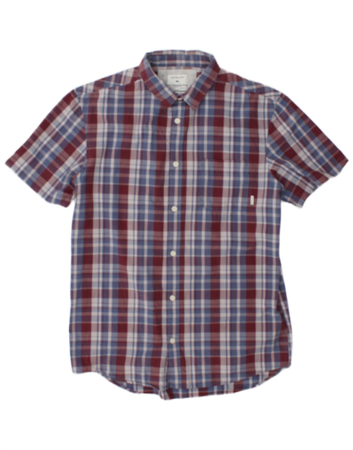 Camisa masculina de manga curta Quiksilver, algodão xadrez médio multicolorido