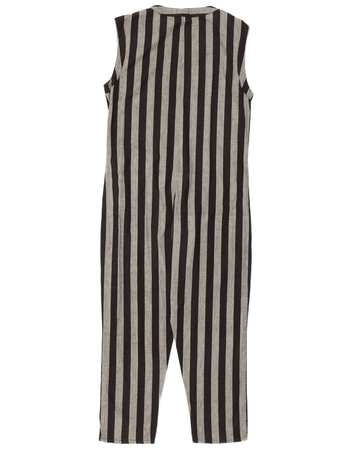 Macacão feminino vintage sem mangas UK 14 listrado preto médio