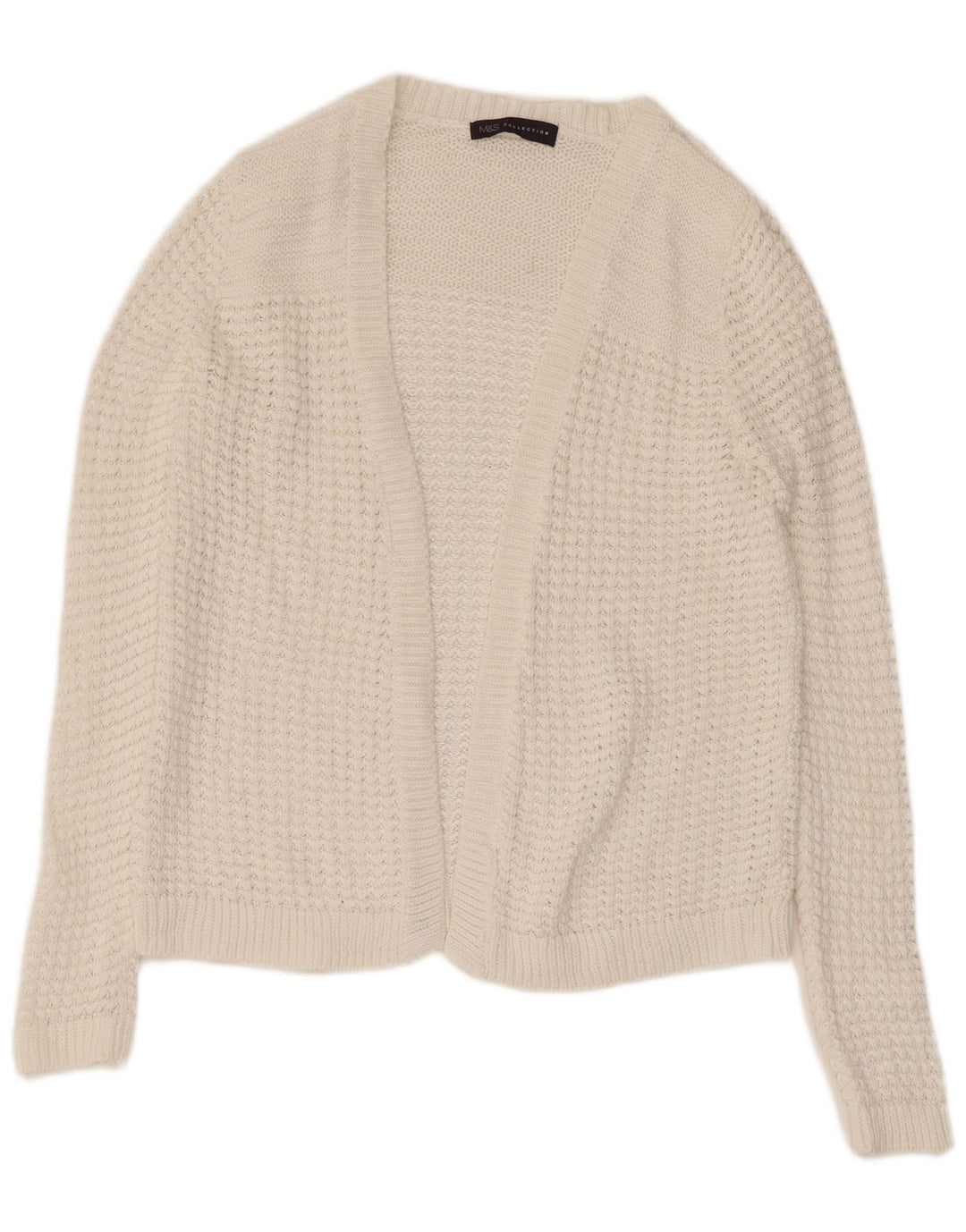 Suéter cardigã aberto feminino Marks & Spencer Reino Unido 8 pequeno branco