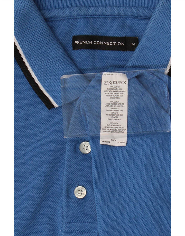 Camisa polo masculina French Connection algodão listrado azul médio