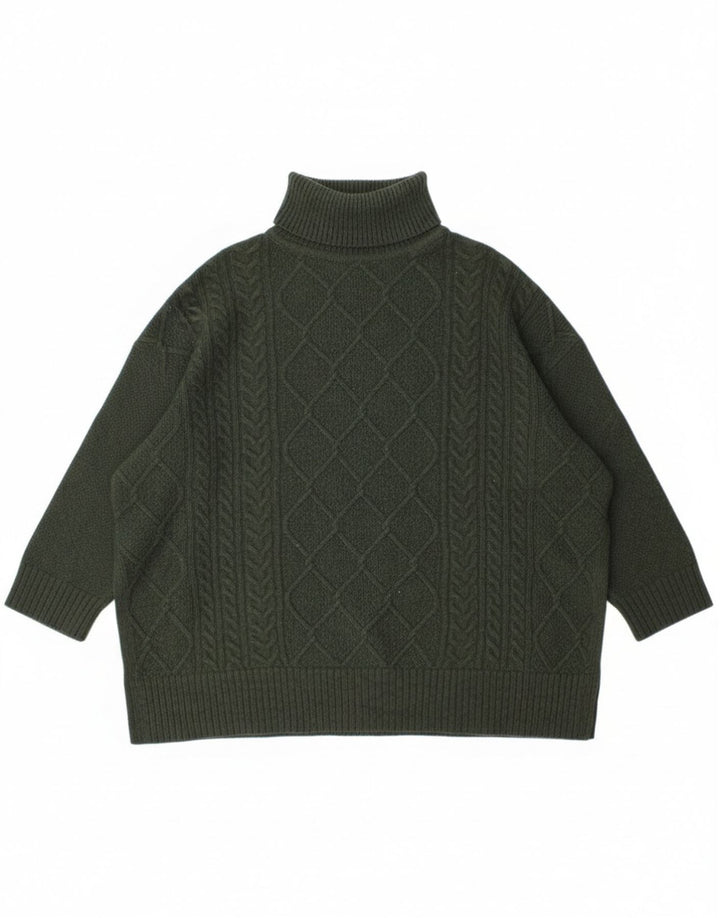 Suéter feminino Barbour Burne Cape com gola redonda Reino Unido 14 lã verde médio