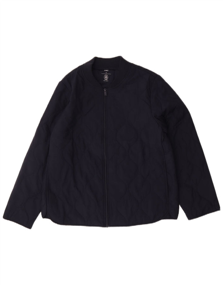 Jaqueta acolchoada feminina Marks & Spencer Reino Unido 14 grande poliéster azul marinho