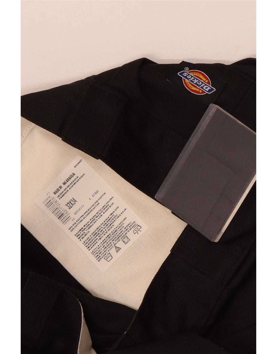 Calças Chino retas masculinas Dickies W32 L34 poliéster preto