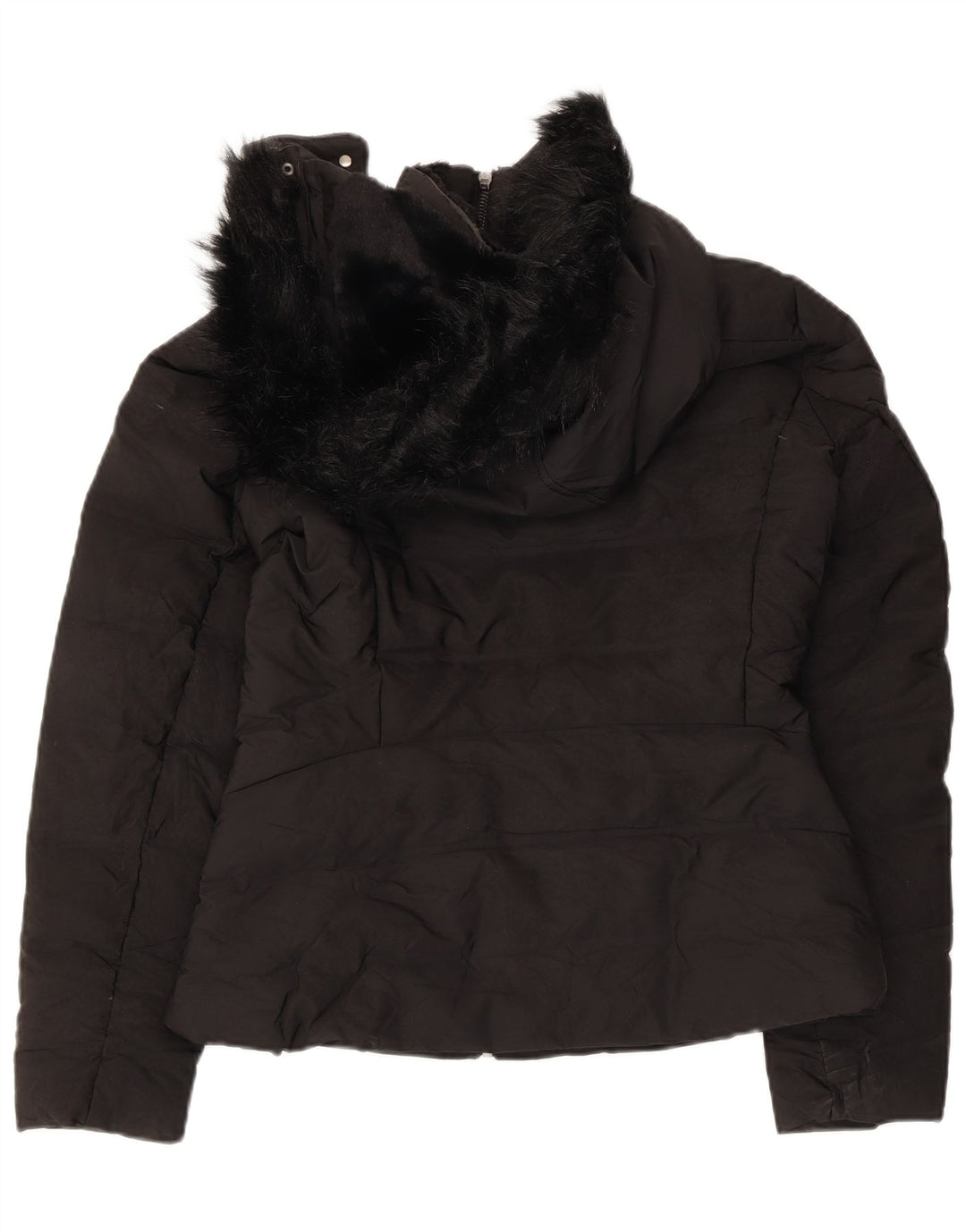 Jaqueta acolchoada com capuz feminina Zara UK 10 poliéster preto pequeno