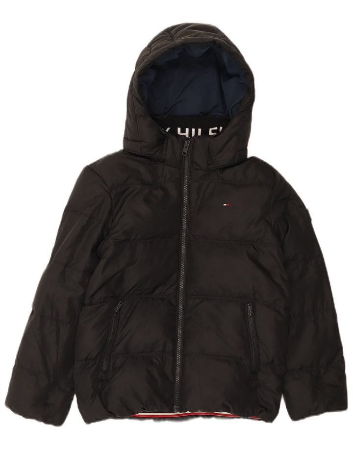 Jaqueta acolchoada com capuz para meninos Tommy Hilfiger 7-8 anos poliéster preto