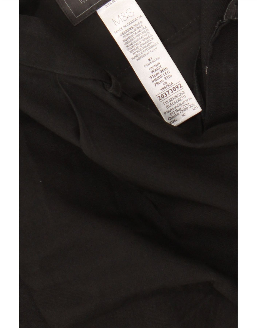 Calça masculina Marks & Spencer com pegged terno W36 L31 poliéster preto
