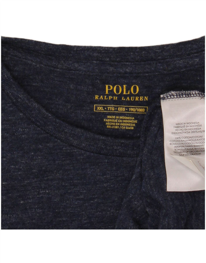 Ralph Lauren Top masculino de manga comprida 2XL algodão manchado azul marinho