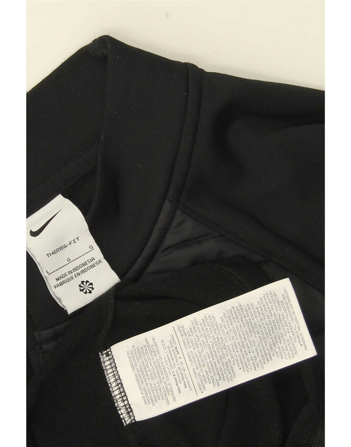 Pulôver masculino Nike Therma-Fit com zíper e gola alta em poliéster preto grande