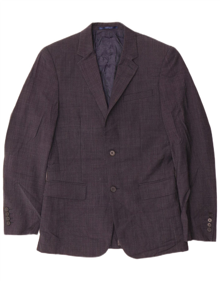 Jaqueta blazer masculina DKNY com 2 botões UK 36 pequena azul marinho