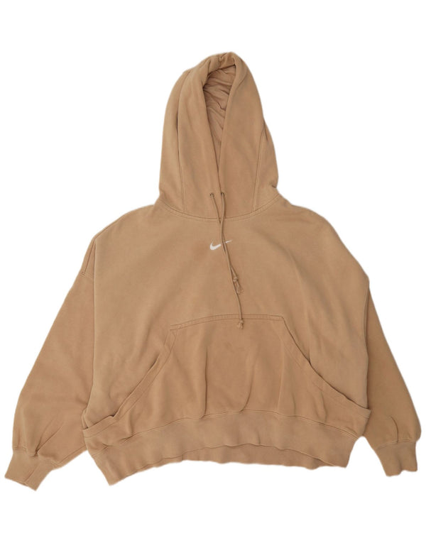 Nike Womens Crop Oversized Hoodie Jumper Reino Unido 16 Grande Algodão Bege