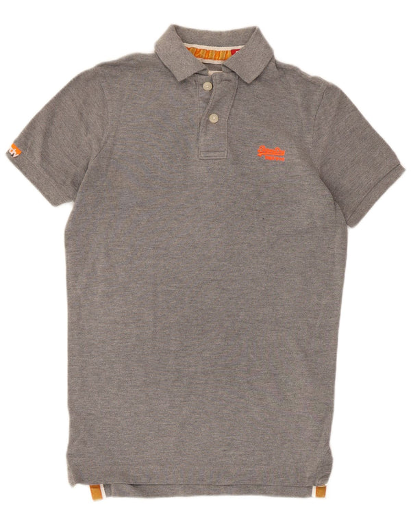 Camisa polo masculina Superdry pequena algodão cinza