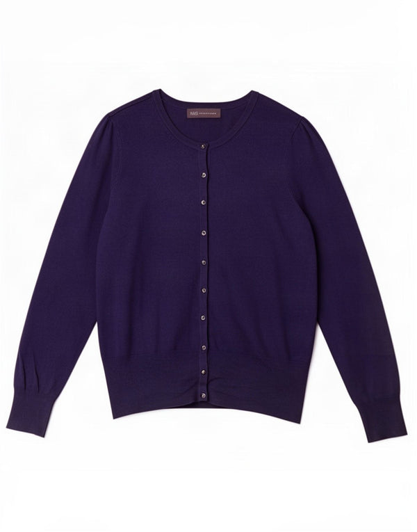 Suéter cardigã feminino Marks & Spencer UK 14 viscose azul marinho médio