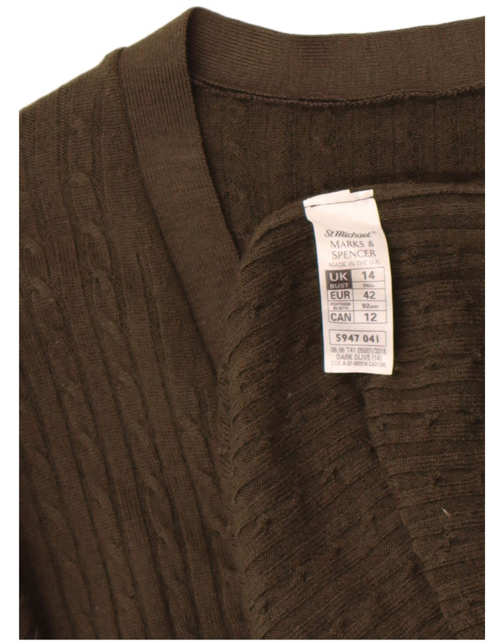 Suéter feminino Marks & Spencer St. Michael Cardigan Reino Unido 14 grande cáqui