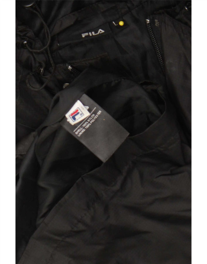 Jaqueta de chuva masculina Fila com capuz UK 40 grande nylon preto