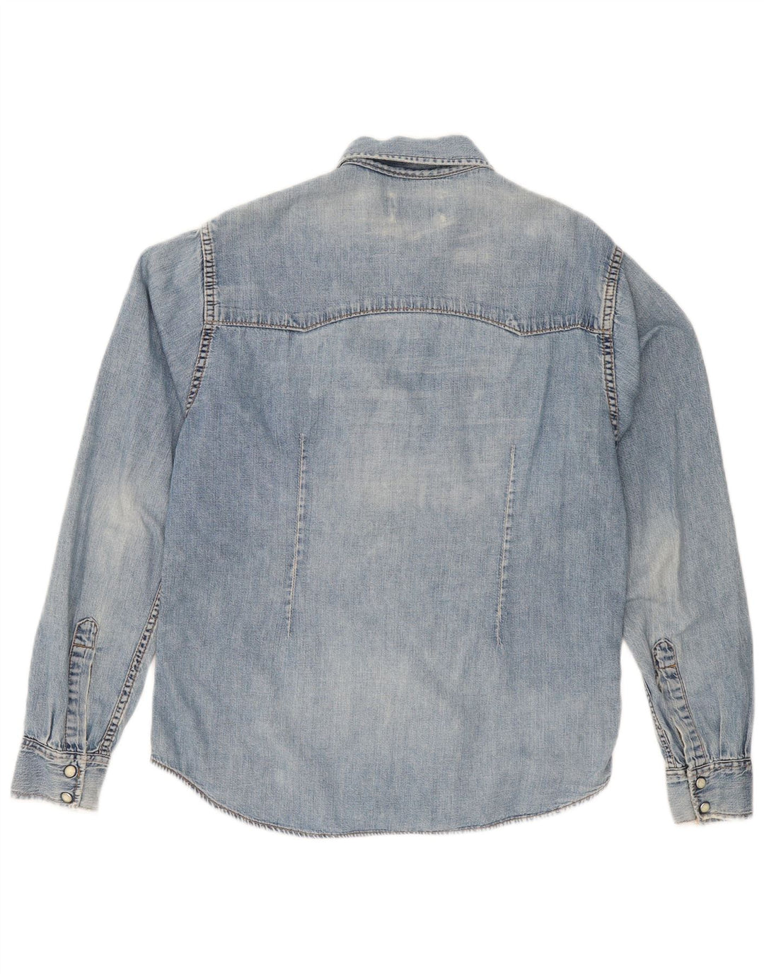 Camisa jeans feminina Lee Reino Unido 16 grande algodão azul