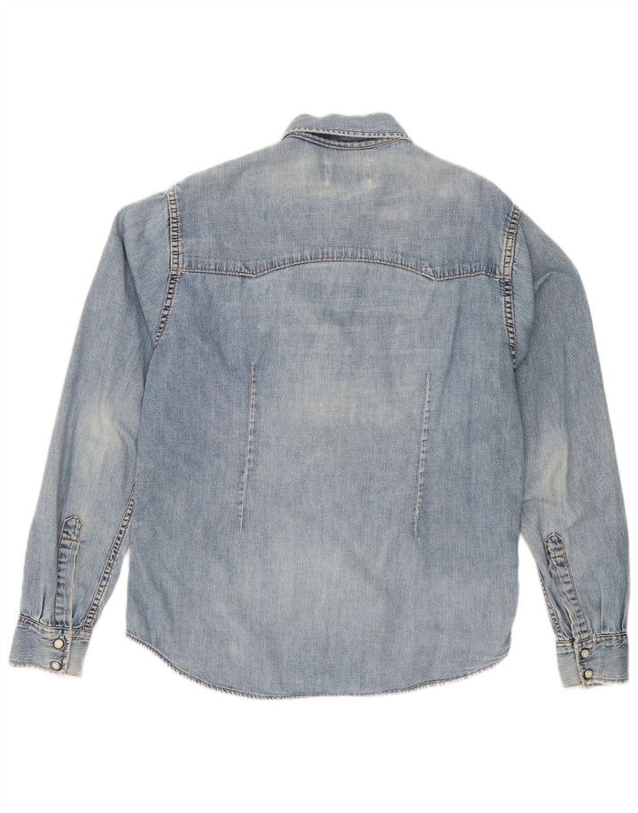 Camisa jeans feminina Lee Reino Unido 16 grande algodão azul