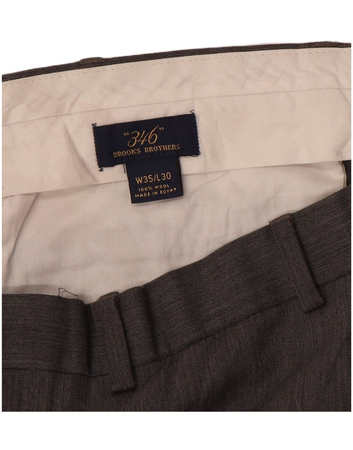 Calça masculina BROOKS BROTHERS 346 de terno reto W35 L30 lã cinza