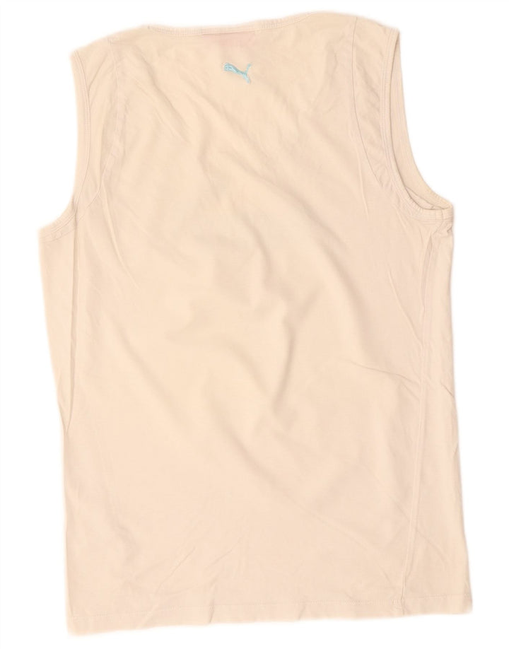 Puma Womens Graphic Vest Top UK 16 Grande Algodão Branco