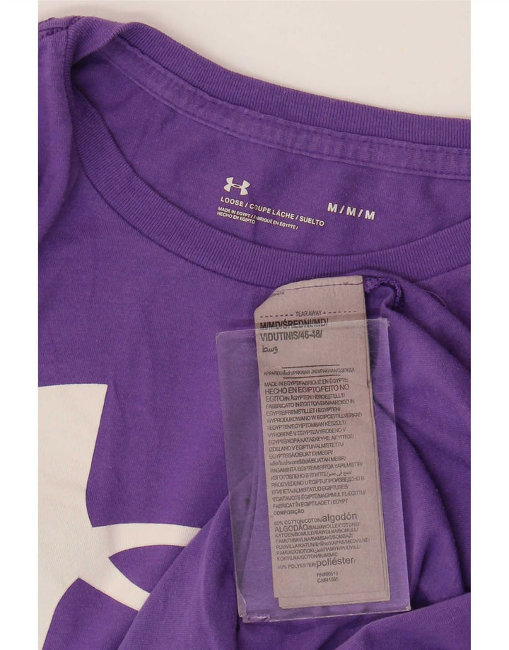 Camiseta gráfica masculina Under Armour Top médio algodão roxo