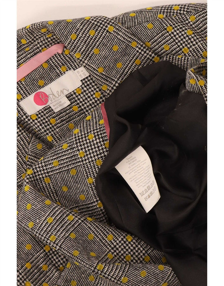 Jaqueta blazer feminina Boden com peito duplo Reino Unido 10 lã manchada cinza pequena