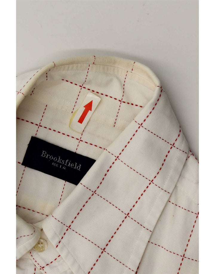 Camisa masculina Brooksfield tamanho 41 grande algodão xadrez branco