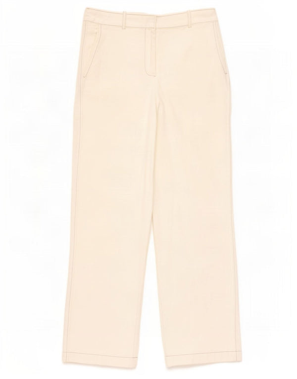 Zara Calça Chino Feminina Solta Fit Pequena W26 L31 Algodão Branco