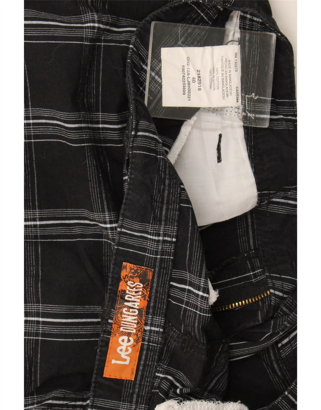 Shorts cargo masculinos Lee W40 XL algodão xadrez preto