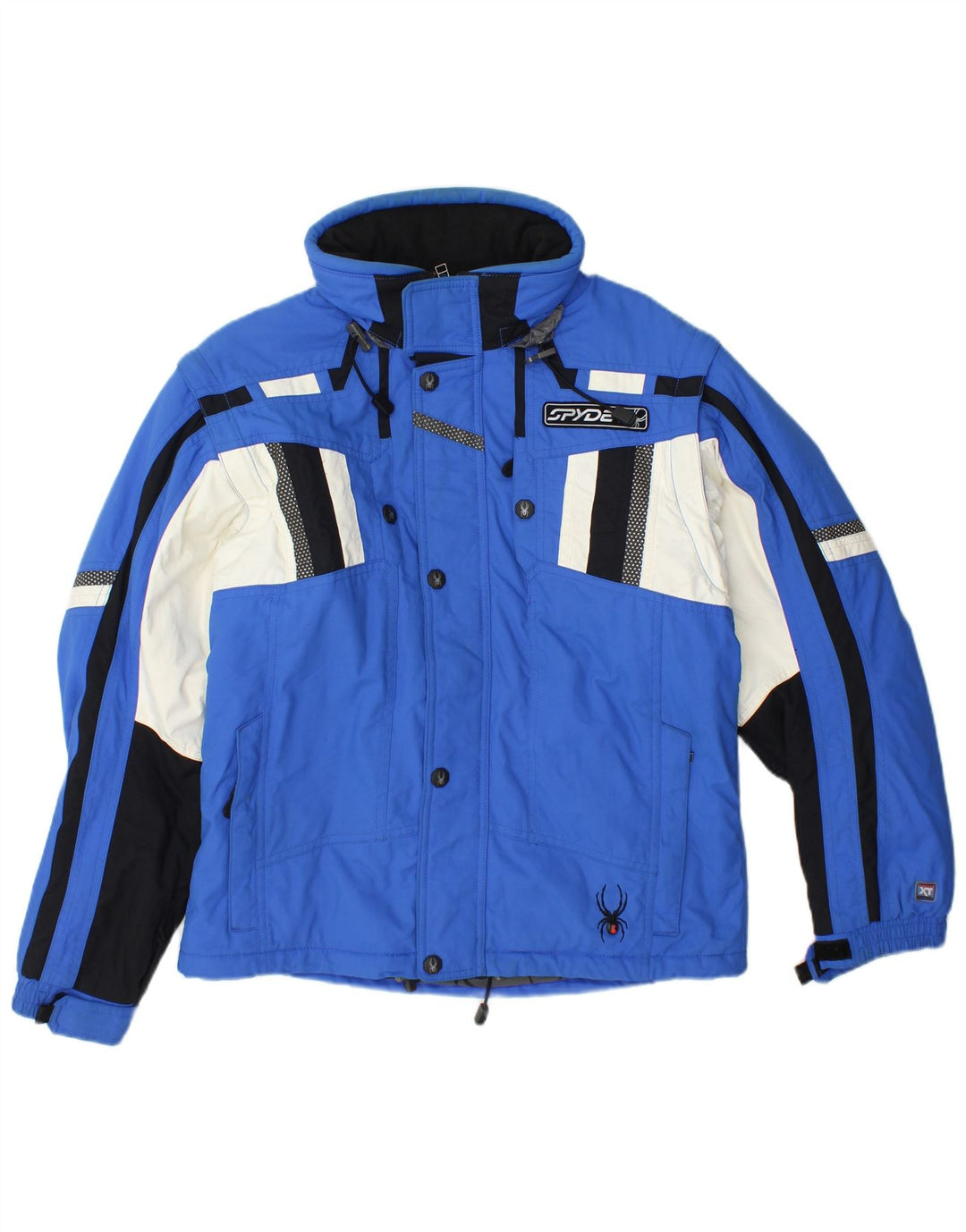 Jaqueta de esqui com capuz Spyder Boys 15-16 anos XL azul Colourblock poliéster