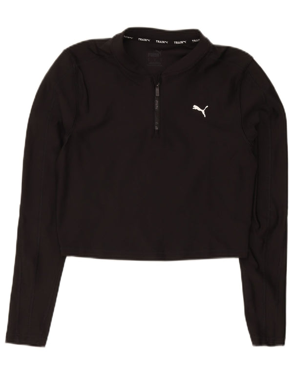Puma Womens Crop Zip Neck Pullover Treino Top Reino Unido 12 Médio Preto