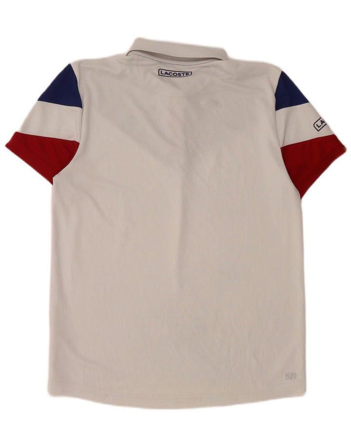 Camisa polo masculina Lacoste tamanho 3 pequeno poliéster branco colorblock