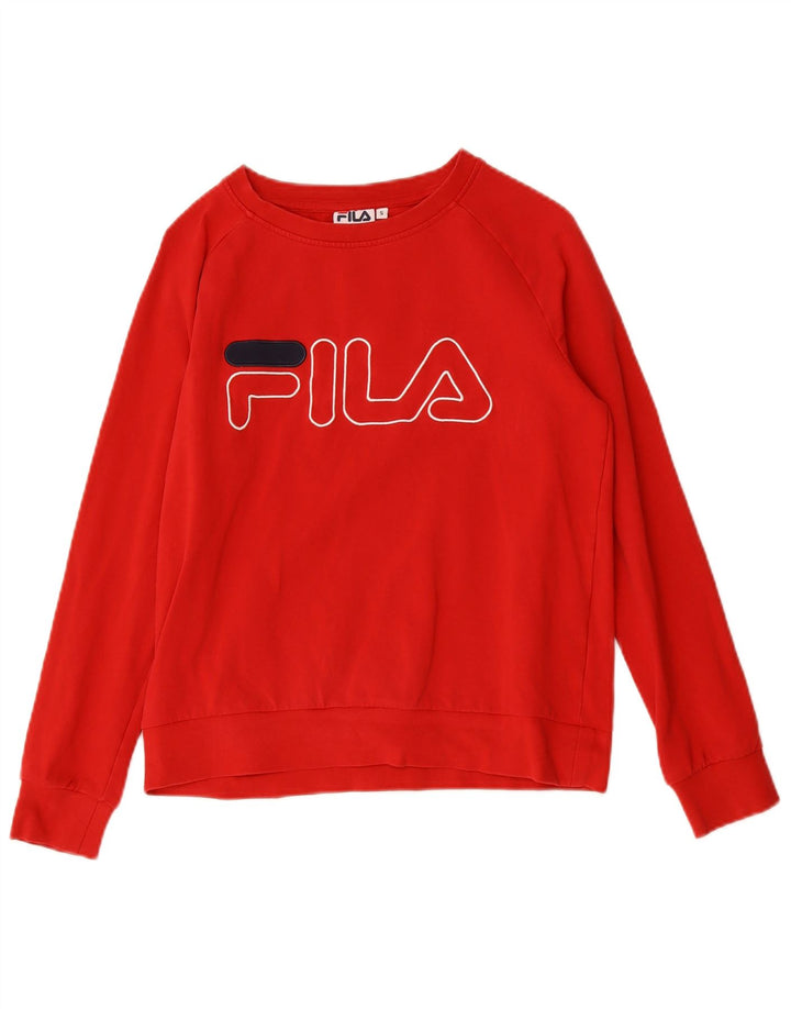 Fila moletom gráfico feminino jumper UK 10 pequeno algodão vermelho