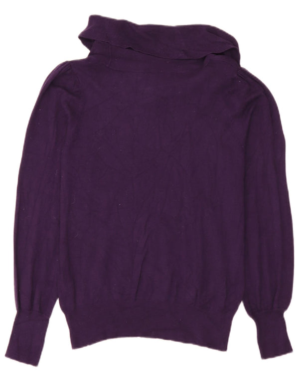 Suéter feminino Marks & Spencer com gola redonda e viscose roxa média Reino Unido 12