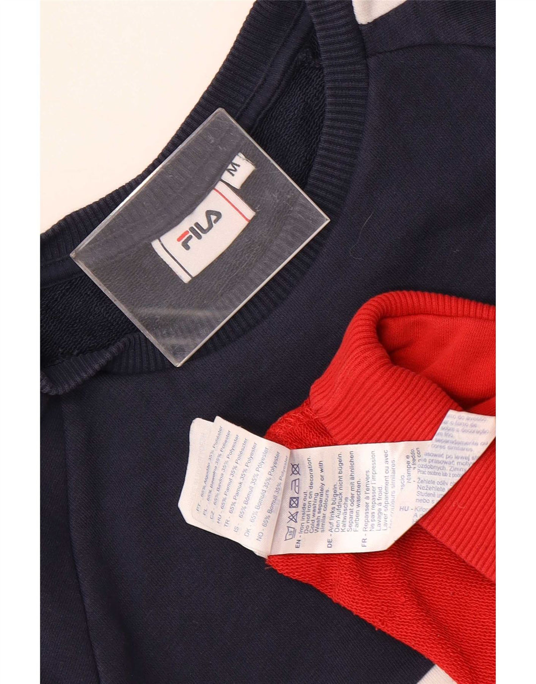Fila moletom masculino jumper médio azul marinho algodão colorblock