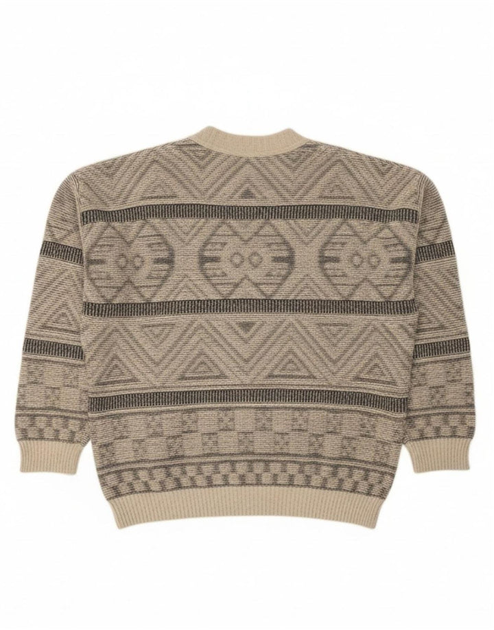 Suéter cardigã masculino VINTAGE XL cinza geométrico