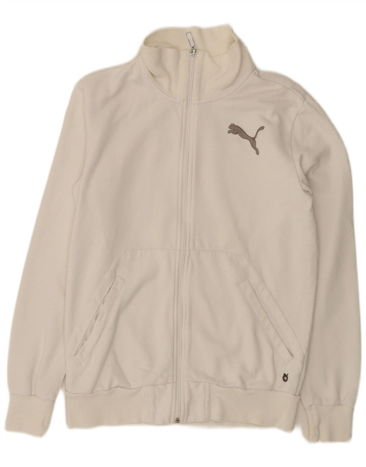 Puma Mens Graphic Tracksuit Top Jaqueta Pequena Algodão Branco