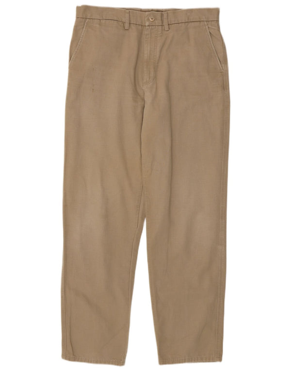 Calça chino reta masculina Avirex W34 L32 algodão bege
