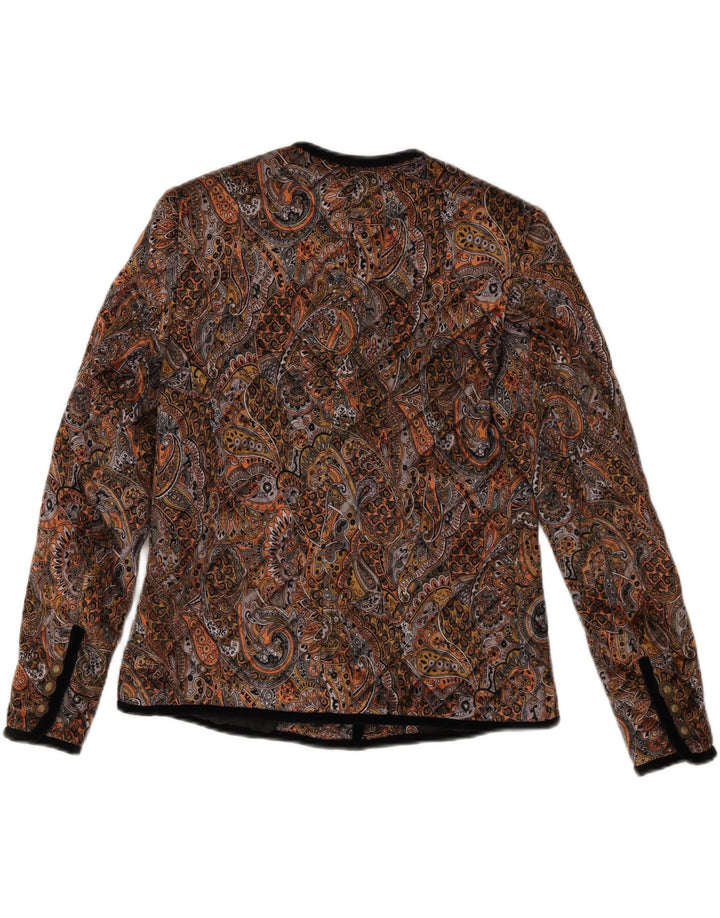 Jaqueta Blazer Vintage Feminina com 5 Botões Reino Unido 12 Paisley Marrom Médio
