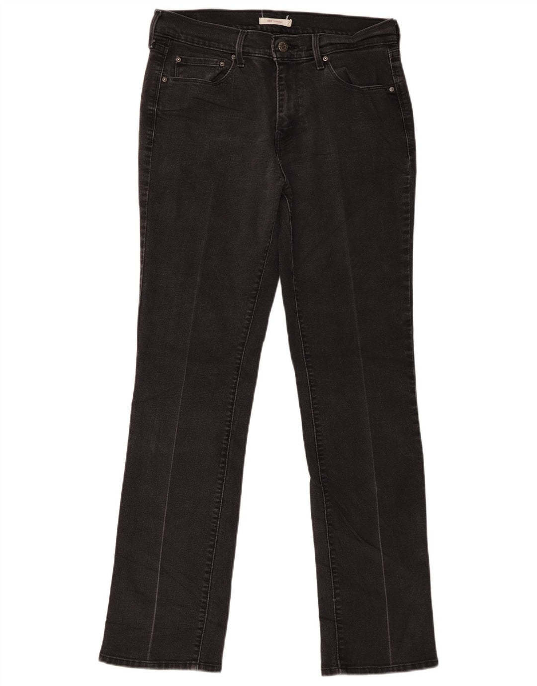 Calça jeans feminina Levi's 505 Straight W30 L32 algodão preto