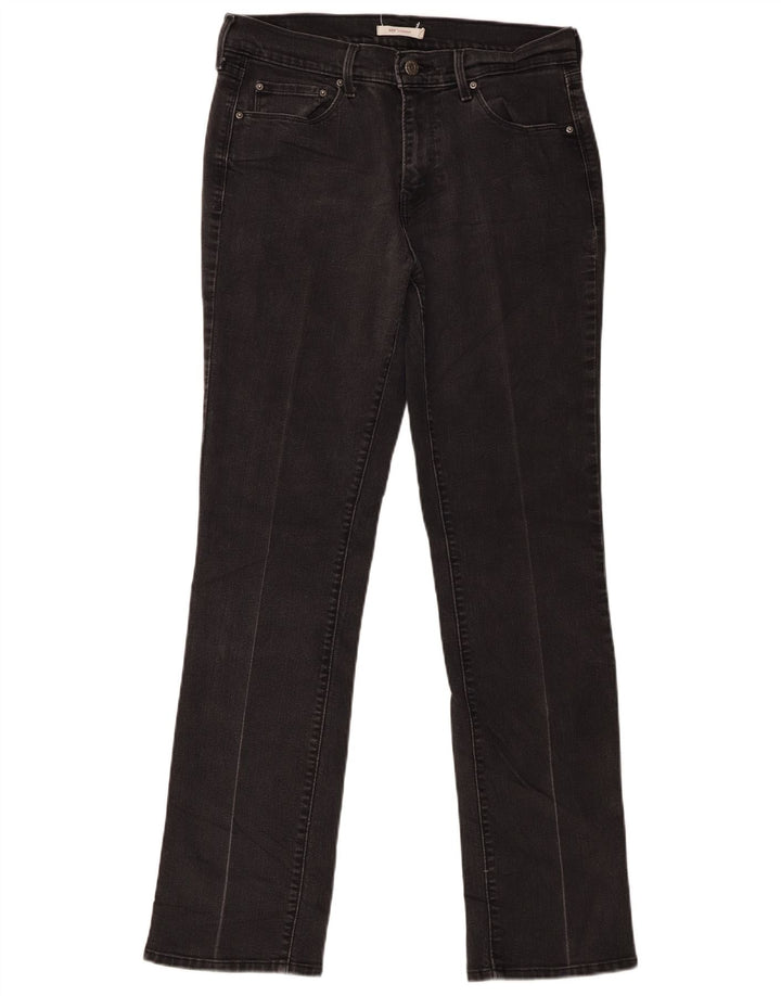 Calça jeans feminina Levi's 505 Straight W30 L32 algodão preto