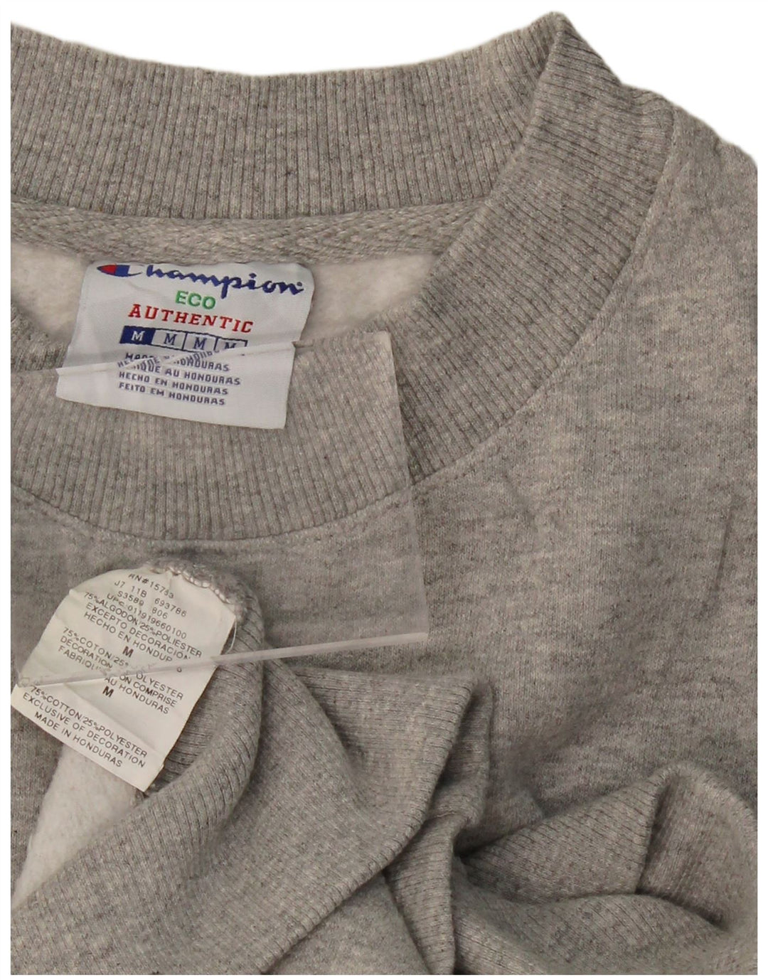 CHAMPION Mens Eco Moletom Jumper Médio Algodão Cinza