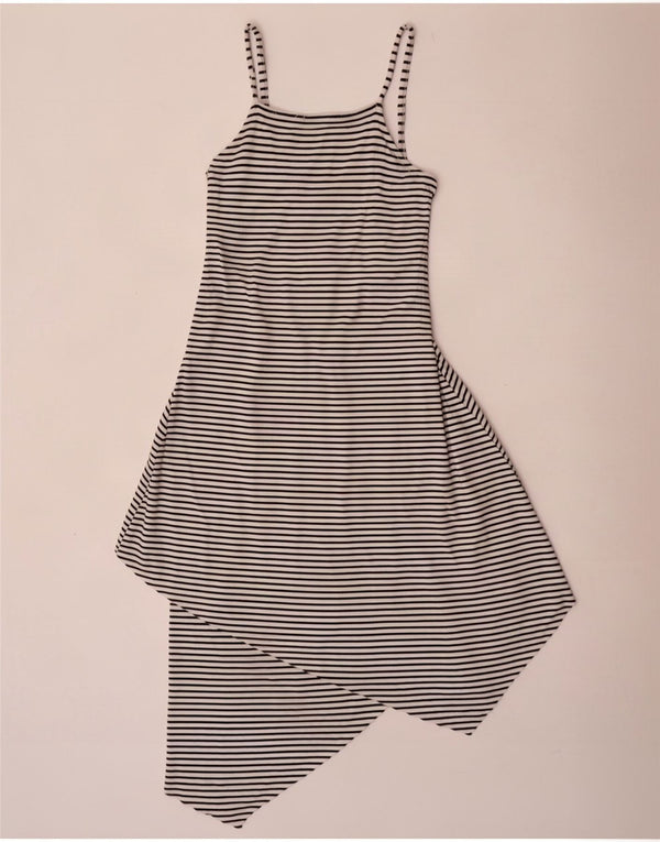 Vestido assimétrico sem mangas para meninas River Island 9-10 anos listrado branco
