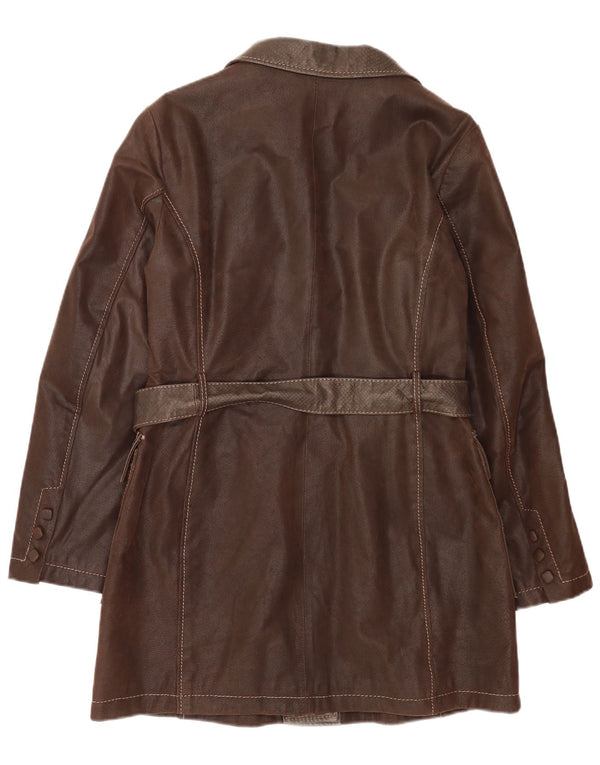 Casaco de couro feminino vintage IT 50 XL marrom clássico
