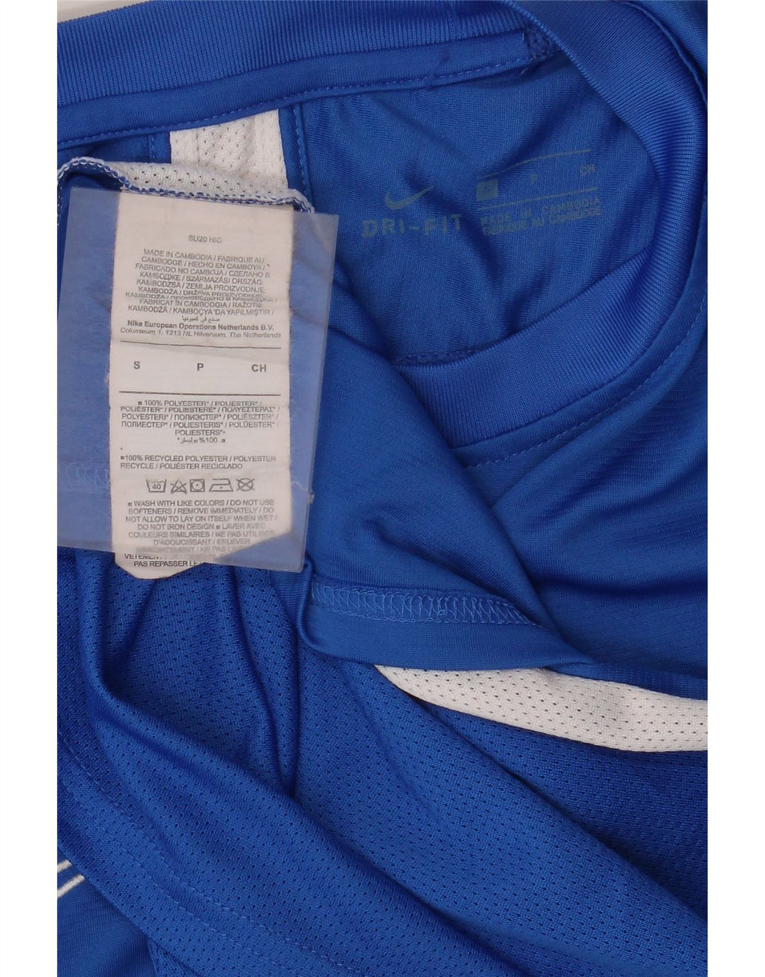 Camiseta masculina Nike Dri Fit Top pequeno azul colorblock poliéster