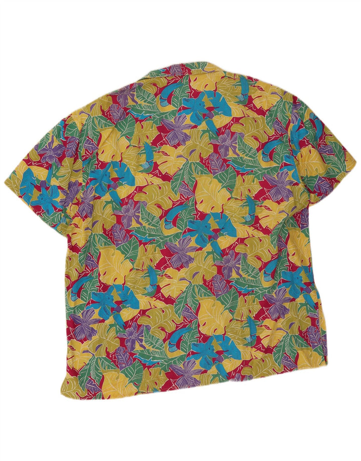 Camisa masculina vintage de manga curta XL multicolorida floral