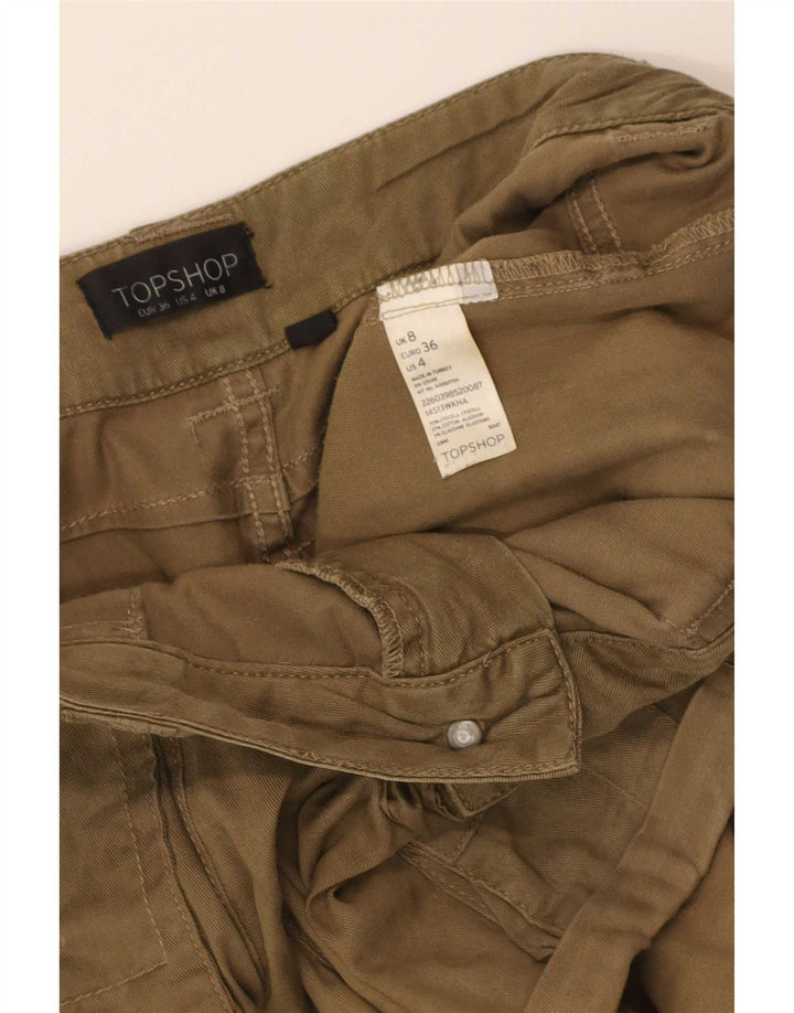 Shorts cargo feminino Topshop Reino Unido 8 pequeno W30 cáqui Lyocell